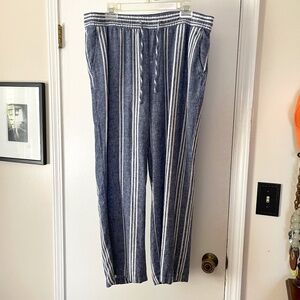 Old Navy High-Waisted Striped Linen-Blend Wide-Leg Pants